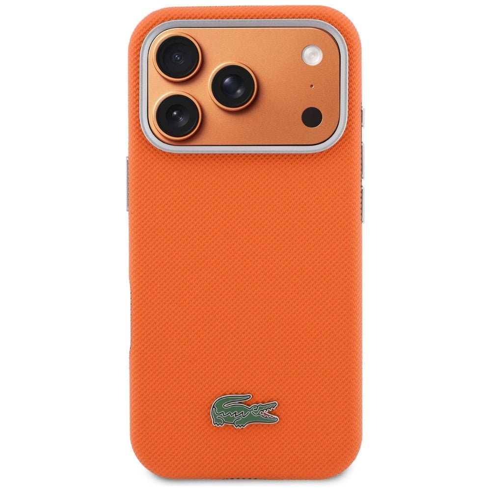 Lacoste iPhone 17 Pro Max - Σκληρή Θήκη με Πλαίσιο Σιλικόνης - Semi Wrap Petit Pique MagSafe - Orange