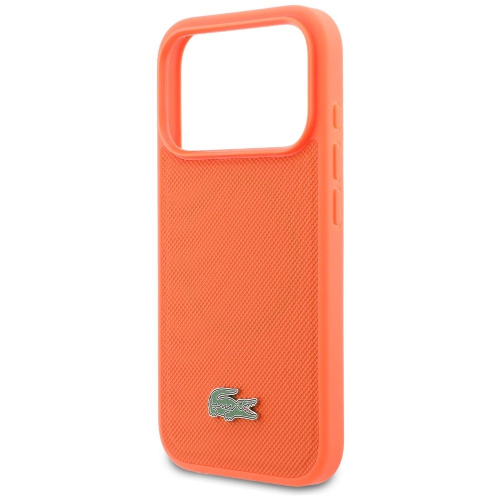 Lacoste iPhone 17 Pro - Σκληρή Θήκη με Πλαίσιο Σιλικόνης - Petit Pique Lacquer Logo MagSafe - Οrange