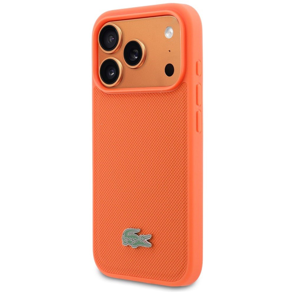 Lacoste iPhone 17 Pro - Σκληρή Θήκη με Πλαίσιο Σιλικόνης - Petit Pique Lacquer Logo MagSafe - Οrange