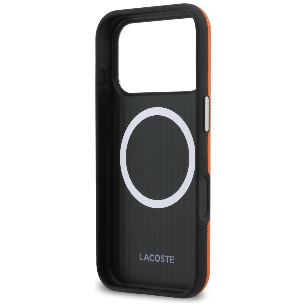 Lacoste iPhone 17 Pro - Σκληρή Θήκη με Πλαίσιο Σιλικόνης - Semi Wrap Petit Pique MagSafe - Orange
