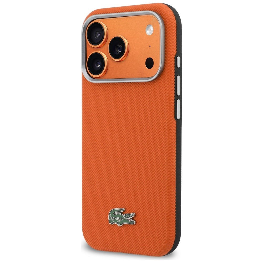 Lacoste iPhone 17 Pro - Σκληρή Θήκη με Πλαίσιο Σιλικόνης - Semi Wrap Petit Pique MagSafe - Orange