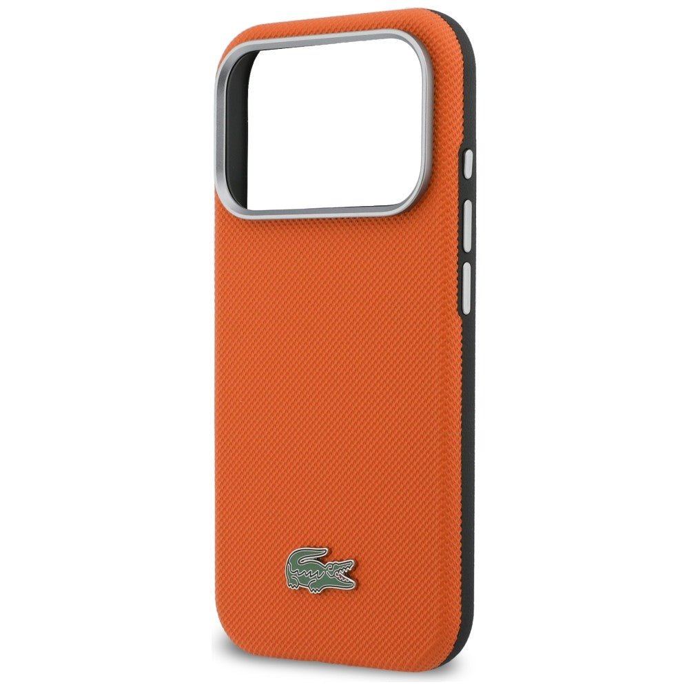 Lacoste iPhone 17 Pro - Σκληρή Θήκη με Πλαίσιο Σιλικόνης - Semi Wrap Petit Pique MagSafe - Orange