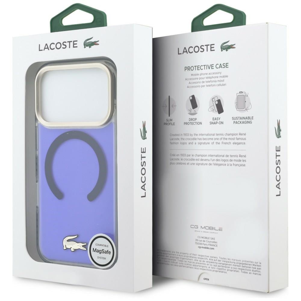 Lacoste iPhone 17 Pro - Σκληρή Θήκη με Πλαίσιο Σιλικόνης - Shockproof Transparent Frosted Gold Logo MagSafe - Marine