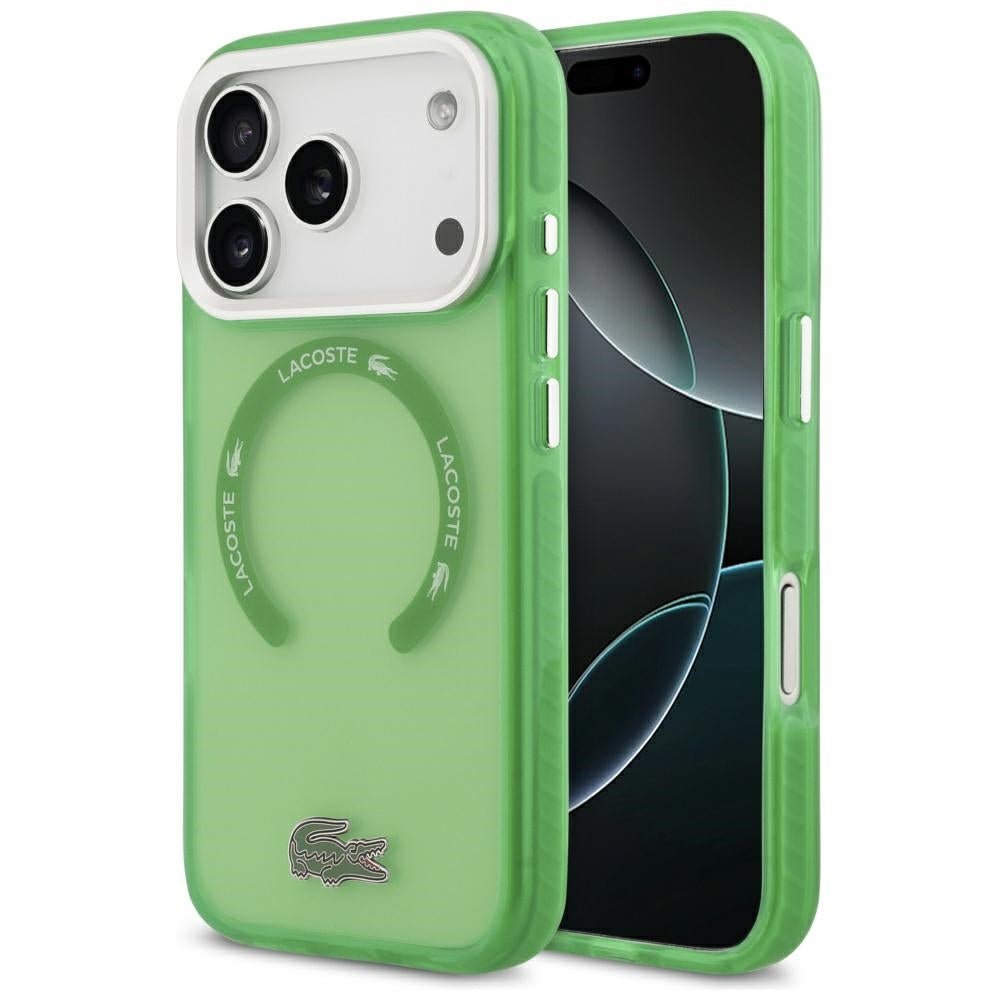 Lacoste iPhone 17 Pro - Σκληρή Θήκη με Πλαίσιο Σιλικόνης - Shockproof Transparent Frosted MagSafe - Green