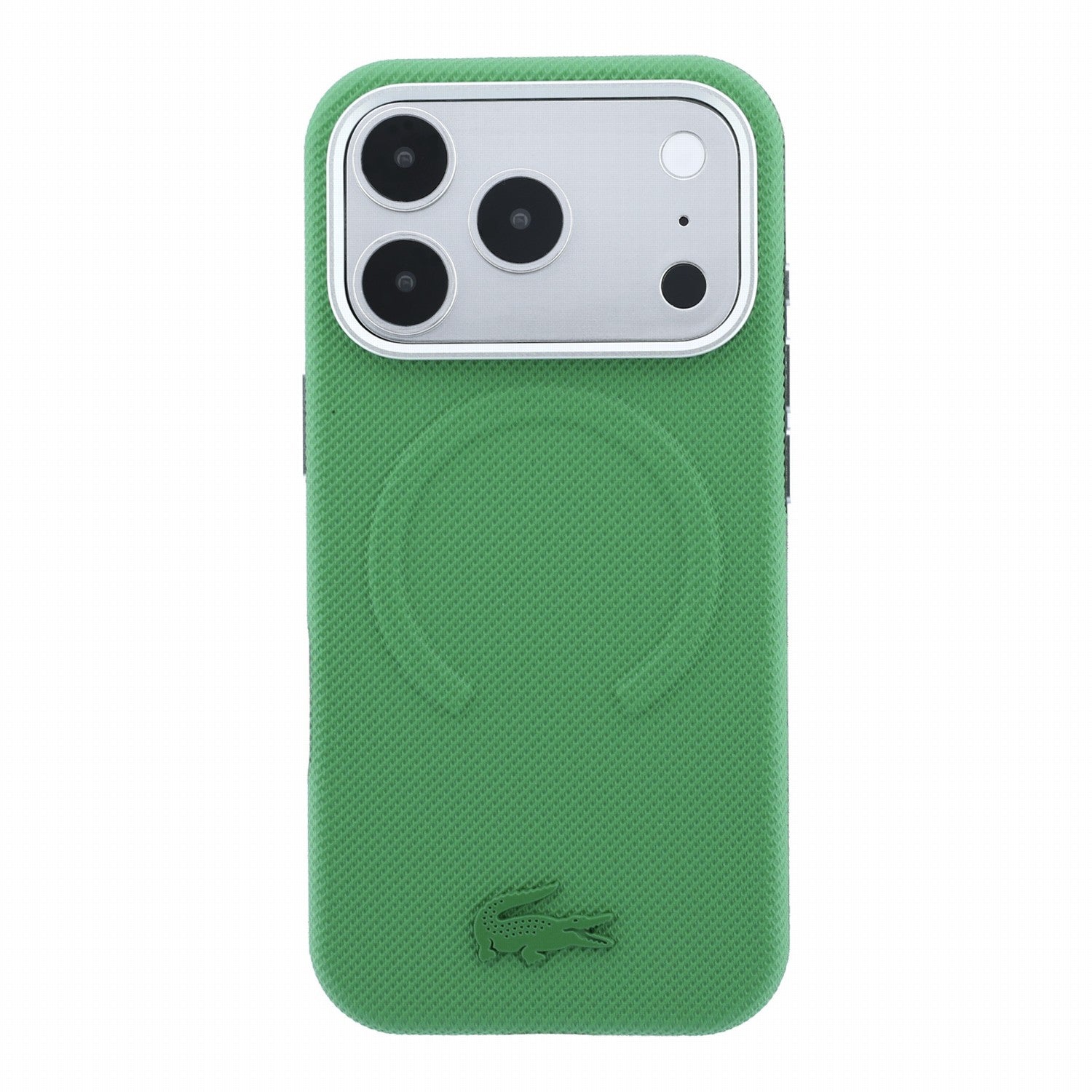 Lacoste iPhone 18 Pro Max / iPhone 17 Pro Max - Σκληρή Θήκη MagSafe με Πλαίσιο Σιλικόνης - PVC Petit Pique Semi Wrap Embossed - Estragon