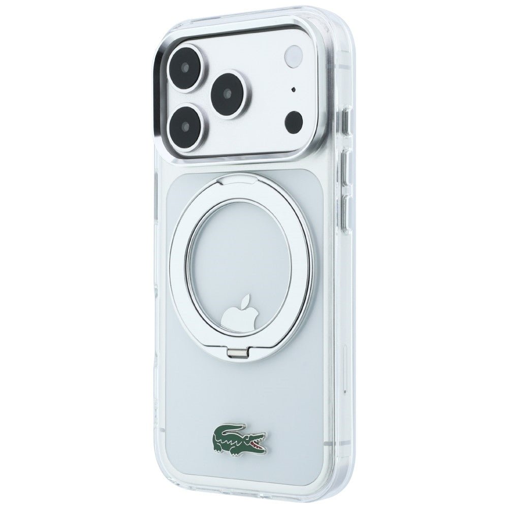 Lacoste iPhone 18 Pro Max / iPhone 17 Pro Max - Σκληρή Θήκη με Πλαίσιο Σιλικόνης και Δαχτυλίδι Συγκράτησης MagSafe - IML Glossy Finish with Ring Stand - Clear