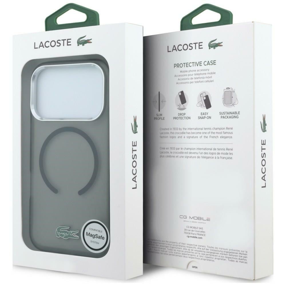 Lacoste iPhone 18 Pro Max / iPhone 17 Pro Max - Σκληρή Θήκη με Πλαίσιο Σιλικόνης MagSafe - IML Frosted Laquer Logo - Black