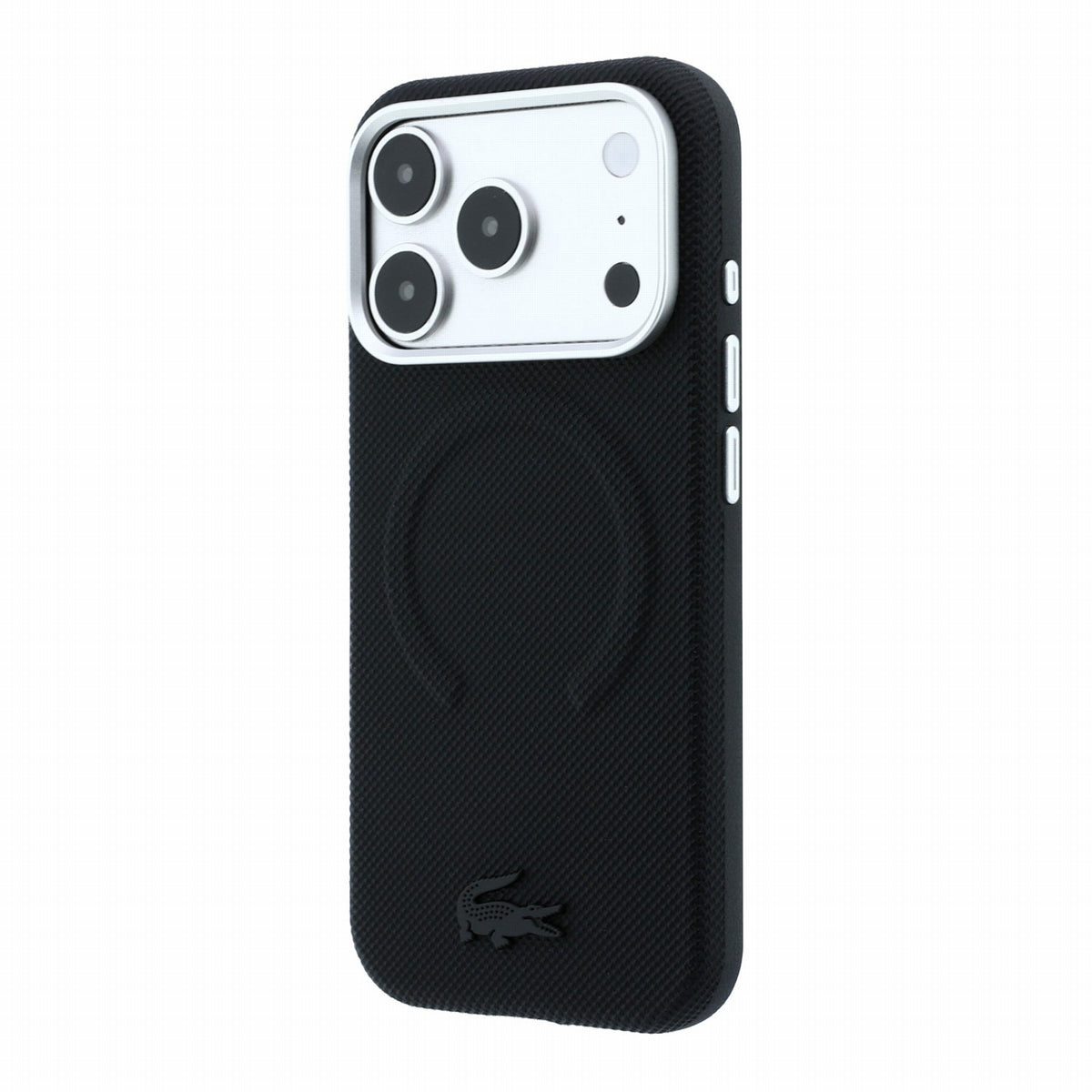Lacoste iPhone 18 Pro Max / iPhone 17 Pro Max - Σκληρή Θήκη MagSafe με Πλαίσιο Σιλικόνης - PVC Petit Pique Semi Wrap Embossed - Black