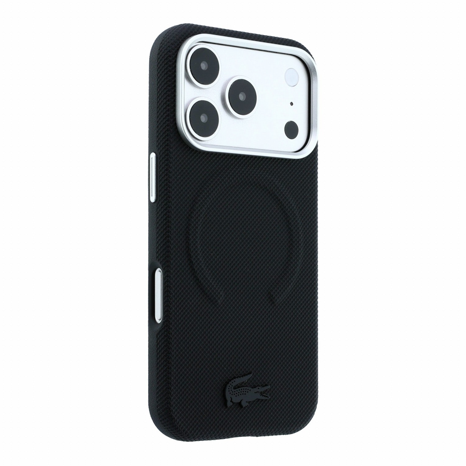 Lacoste iPhone 18 Pro Max / iPhone 17 Pro Max - Σκληρή Θήκη MagSafe με Πλαίσιο Σιλικόνης - PVC Petit Pique Semi Wrap Embossed - Black