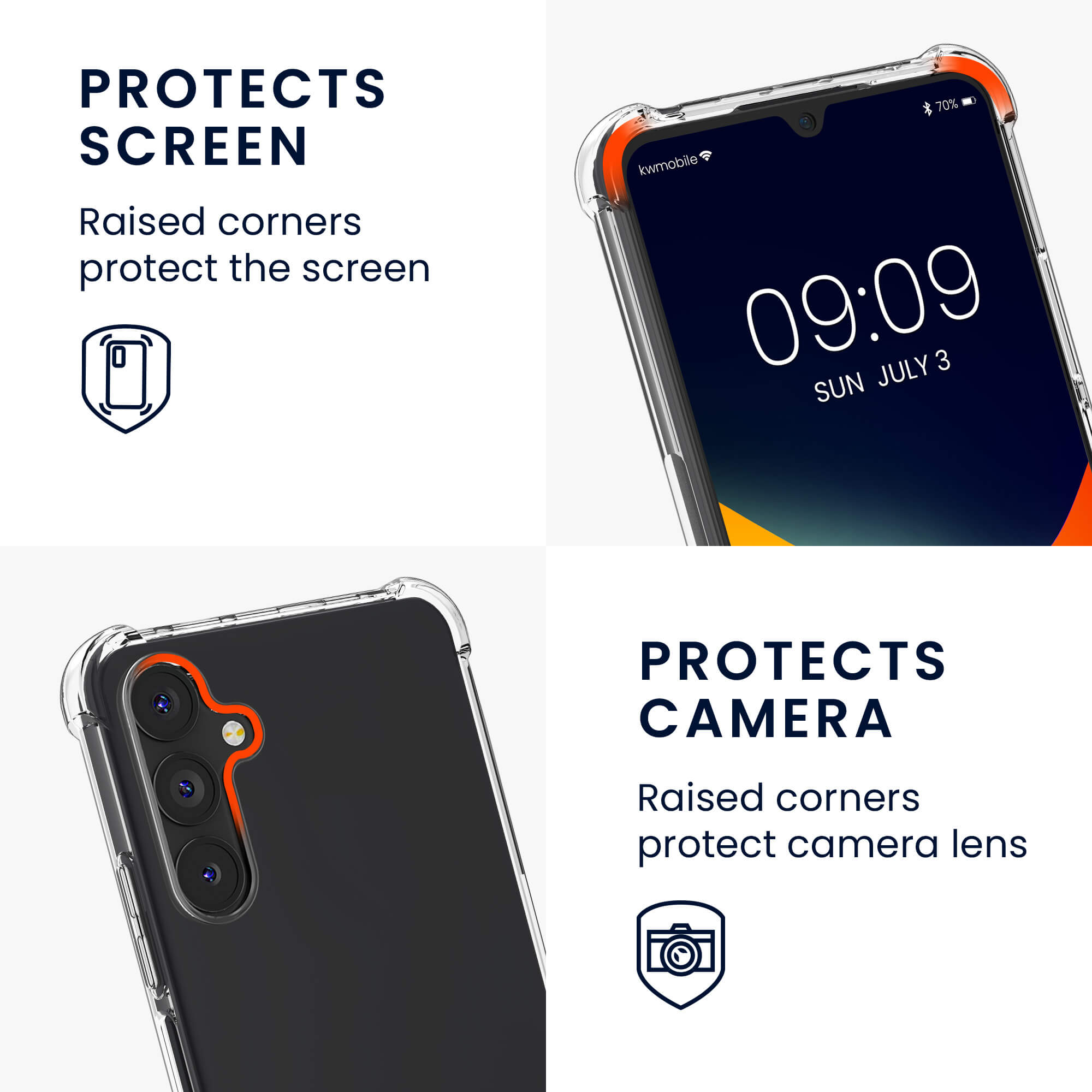 KW Samsung Galaxy A25 5G Θήκη Σιλικόνης TPU με Λουράκι - Διάφανη / Black