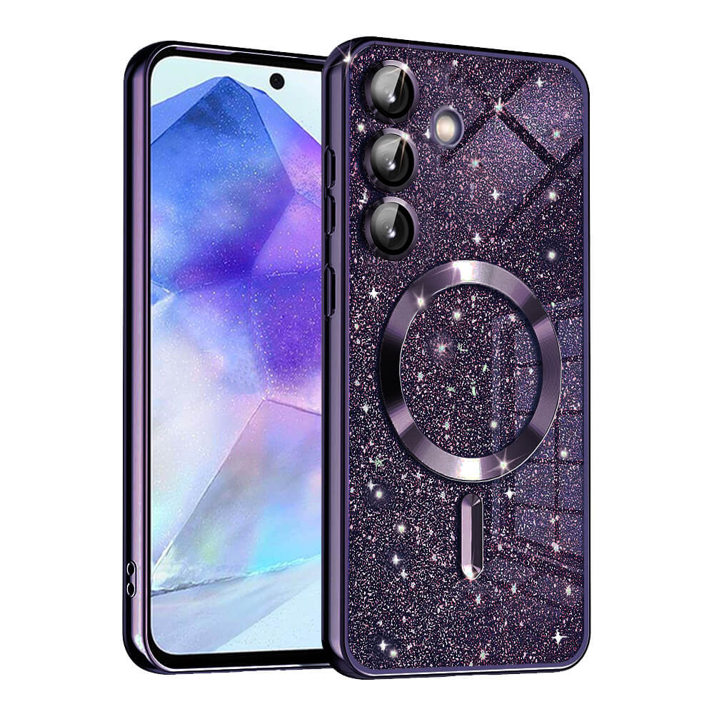 Techsuit Samsung Galaxy A55 5G - Luxury Glitter MagSafe - Θήκη Σιλικόνης - Deep Purple