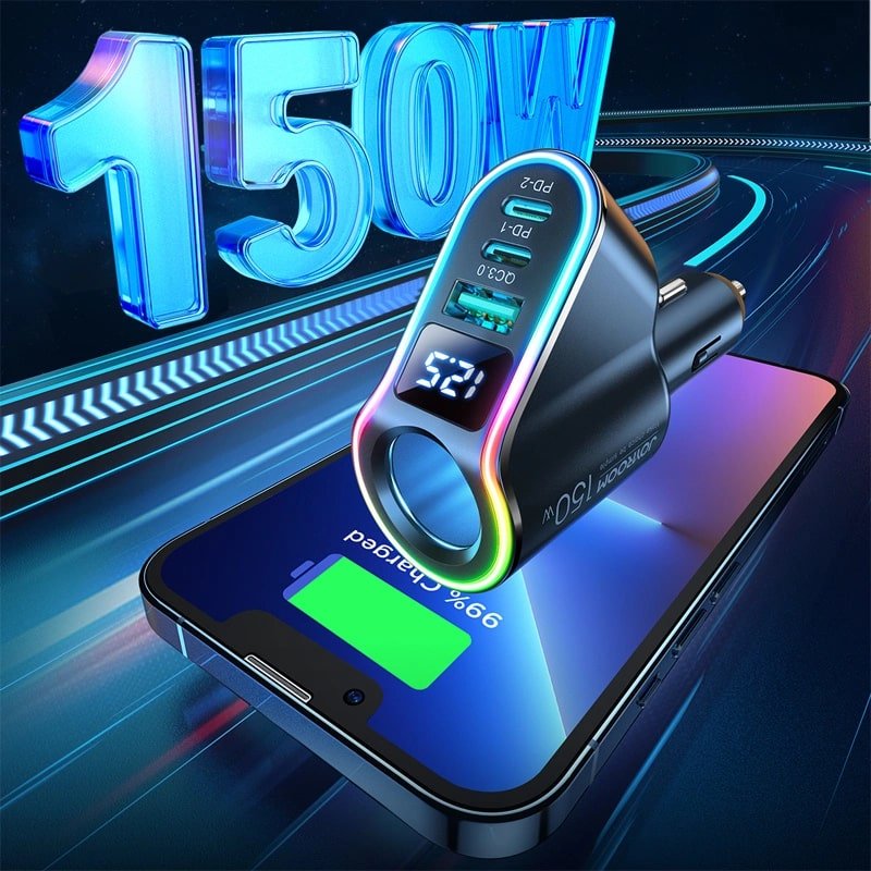 Joyroom JR - CL21 4in1 PD 150W Φορτιστής Αυτοκινήτου με 1 Θύρα USB και 2 Θύρες Type - C - Black