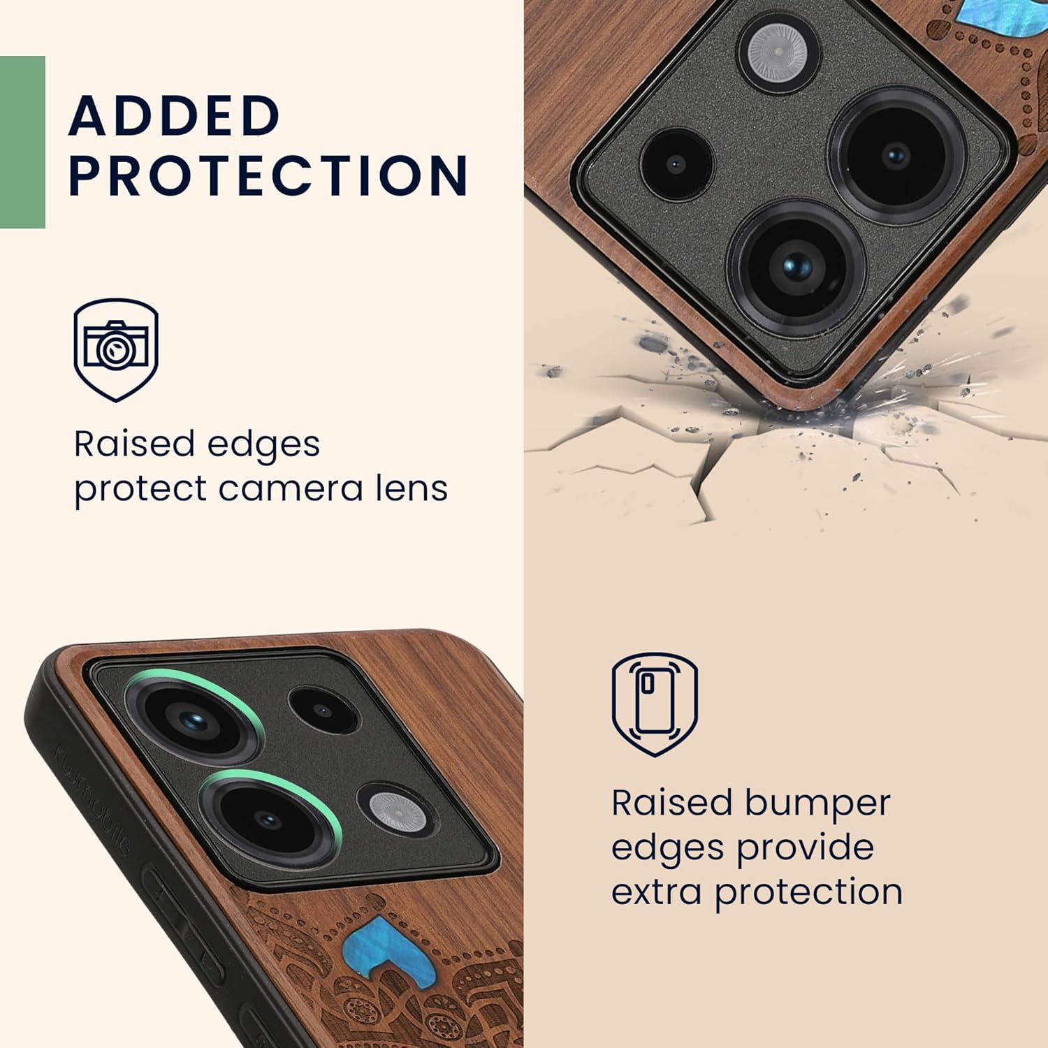 KW Xiaomi Redmi Note 13 Pro 5G / Poco X6 5G Θήκη από Φυσικό Ξύλο - Design Rising Sun - Dark Brown / Mother of Pearl