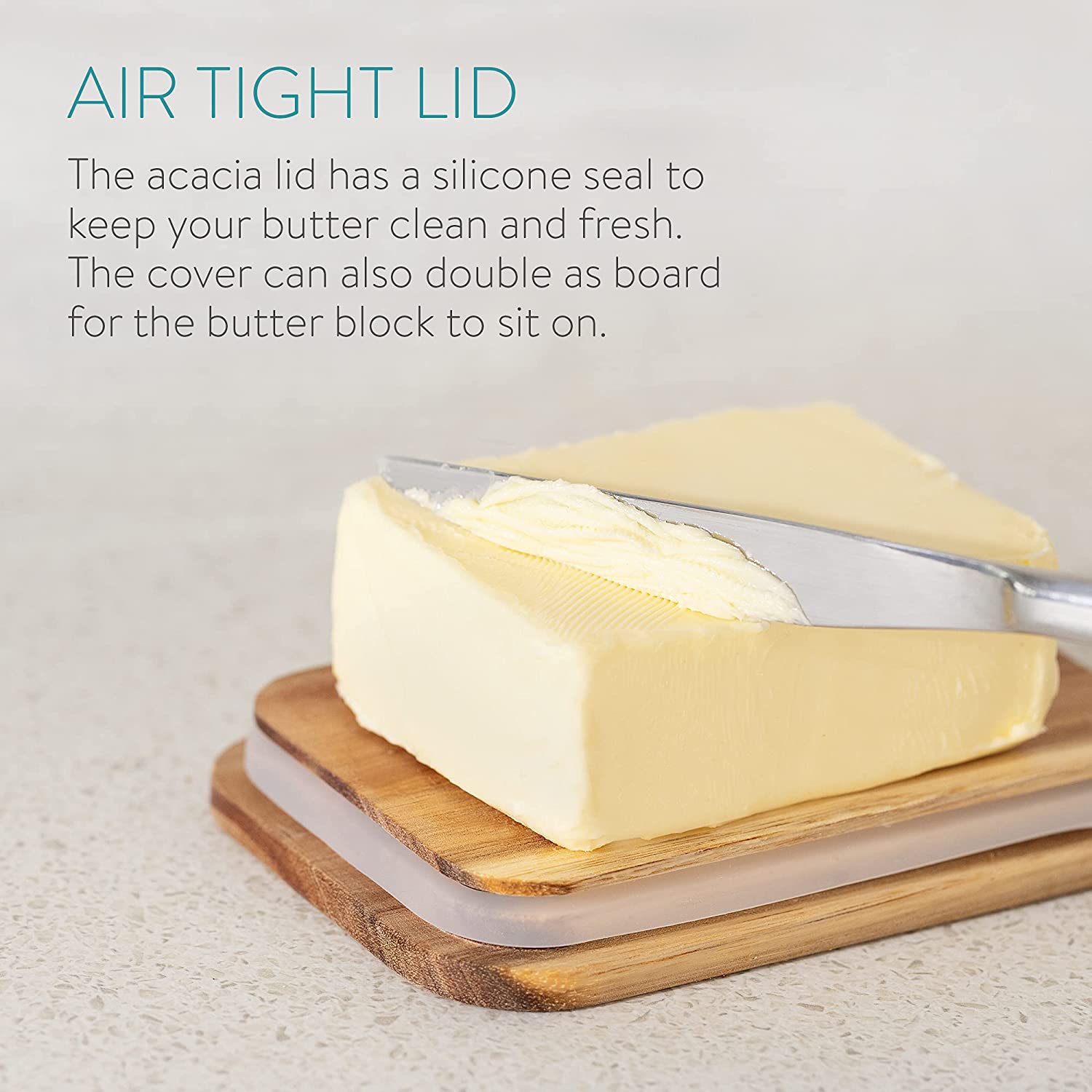 Navaris Δοχείο Αποθήκευσης Βουτύρου με Καπάκι - White / Bamboo - 49985.02