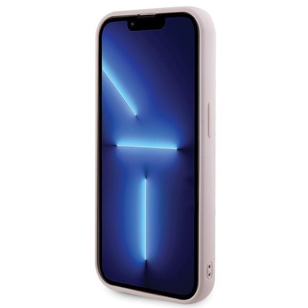 Guess iPhone 15 Pro Max - Quilted Metal Logo Θήκη με Επένδυση Συνθετικού Δέρματος - Pink - GUHCP15XPSQSQSP