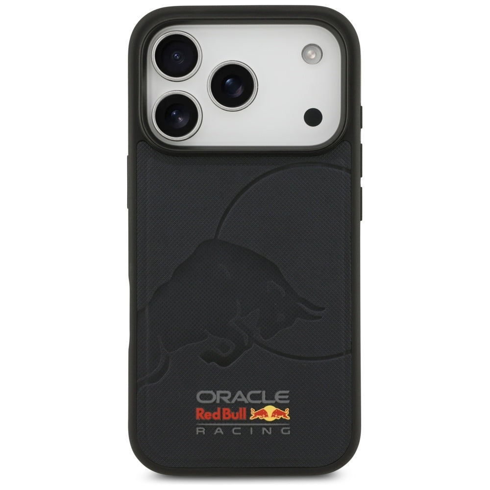 Red Bull iPhone 17 Pro - Meshed Debossed Bull MagSafe - Σκληρή Θήκη με Επένδυση Συνθετικού Δέρματος και Πλαίσιο Σιλικόνης - Navy - RBHMP17L24PUBUFV