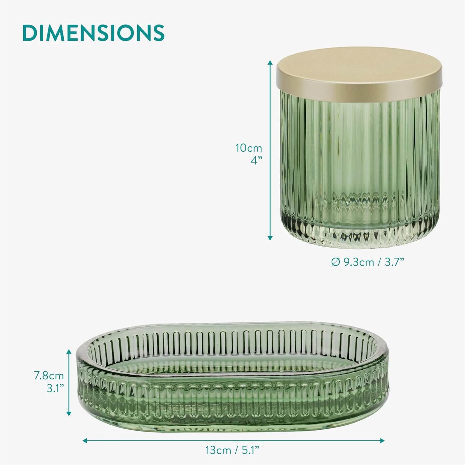 Navaris Γυάλινο Σετ 4 Τεμαχίων Αξεσουάρ Μπάνιου - Διάφανο / Sage Green