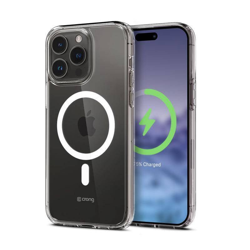 Crong iPhone 15 Pro Max Clear Mag Cover - Σκληρή Θήκη με Πλαίσιο Σιλικόνης και MagSafe - Clear