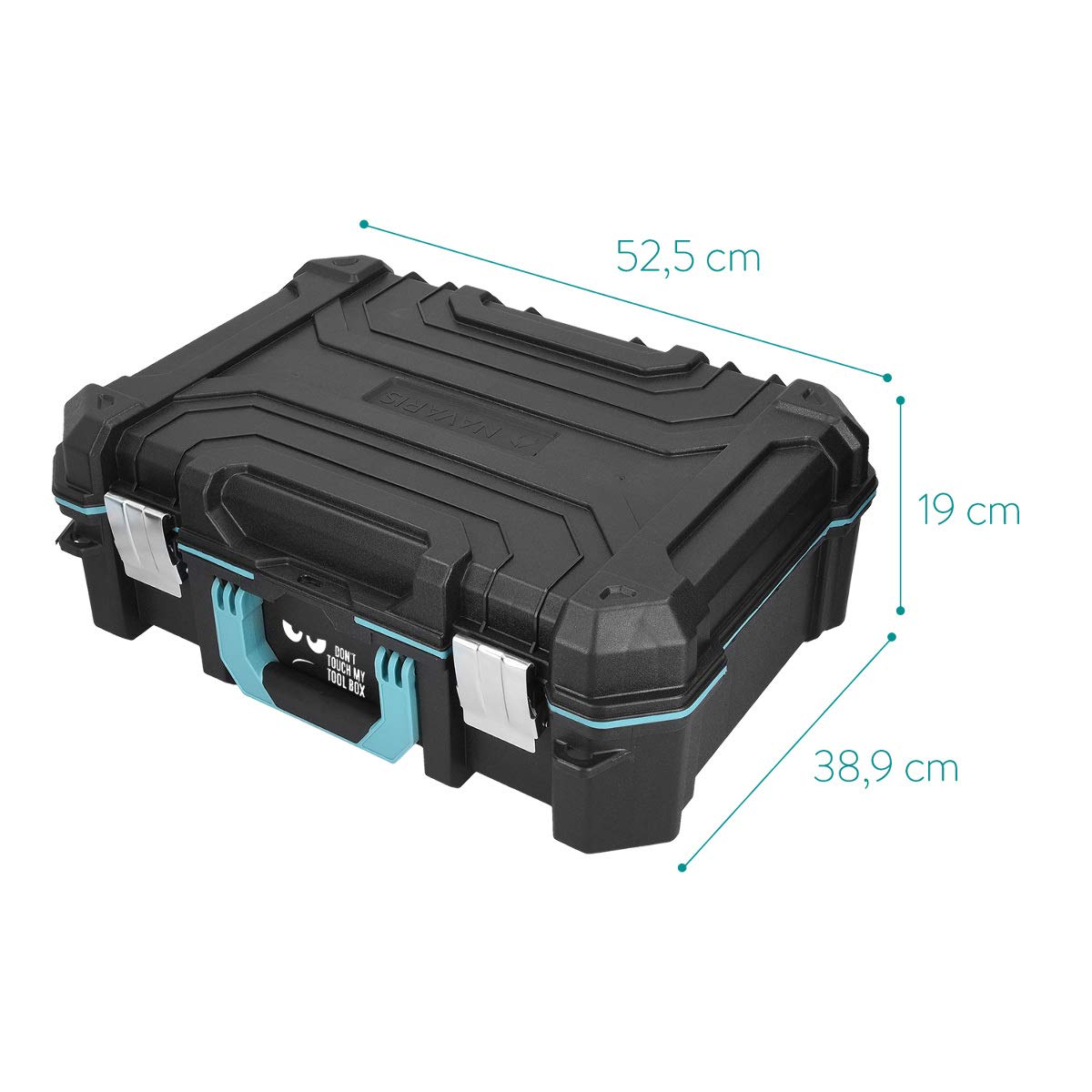 Navaris Technicians Tool Case Box - Εργαλειοθήκη Κουτί Design Don't Touch my Tool Box - Black / Light Blue - 46190.02