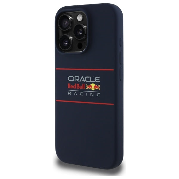 Red Bull iPhone 16 Pro - Silicone Horizontal Logo - MagSafe Σκληρή Θήκη με Πλαίσιο Σιλικόνης - Navy - RBHMP16L24SIHSRV
