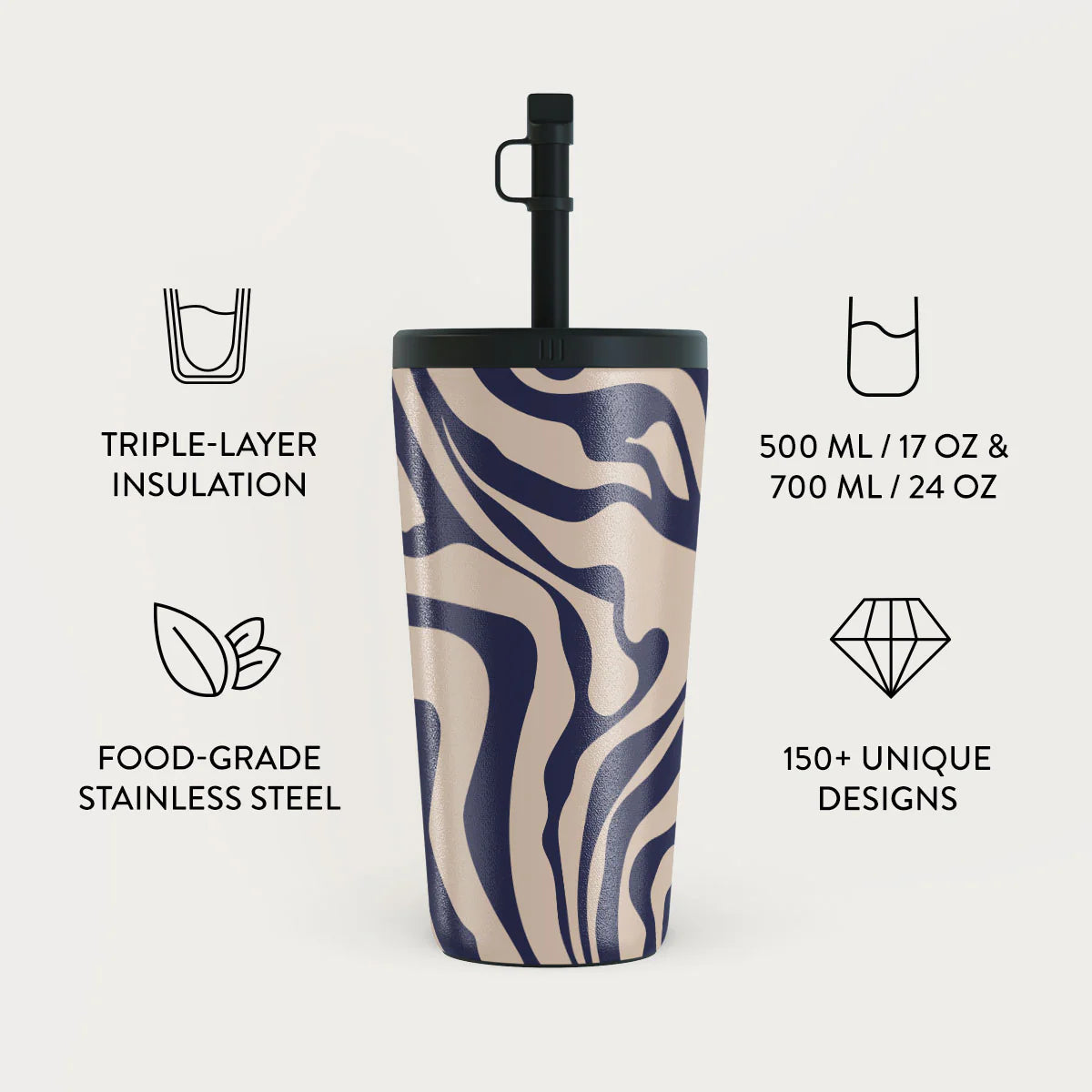 Burga Κούπα θερμός από Ανοξείδωτο Ατσάλι με καλαμάκι - 500ml - Vigilant