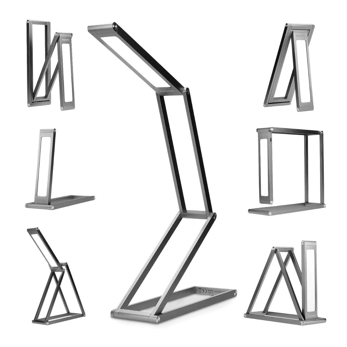 KW LED Folding Desk Lamp Επαναφορτιζόμενο Αναδιπλούμενο Μεταλλικό Φωτιστικό με καλώδιο Micro USB - Anthracite - 45535.73