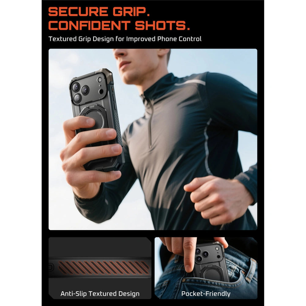 Supcase iPhone 17 Pro - UB Grip Mag - Σκληρή Θήκη με MagSafe και Stand - Black