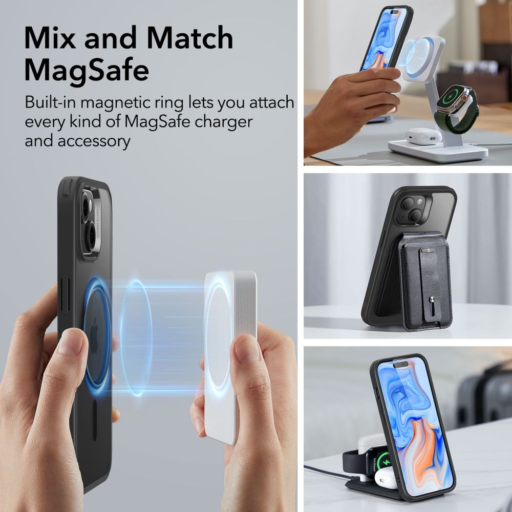 ESR iPhone 15 Plus Classic Hybrid Halolock Σκληρή Θήκη με Πλαίσιο Σιλικόνης και MagSafe - Frosted Black