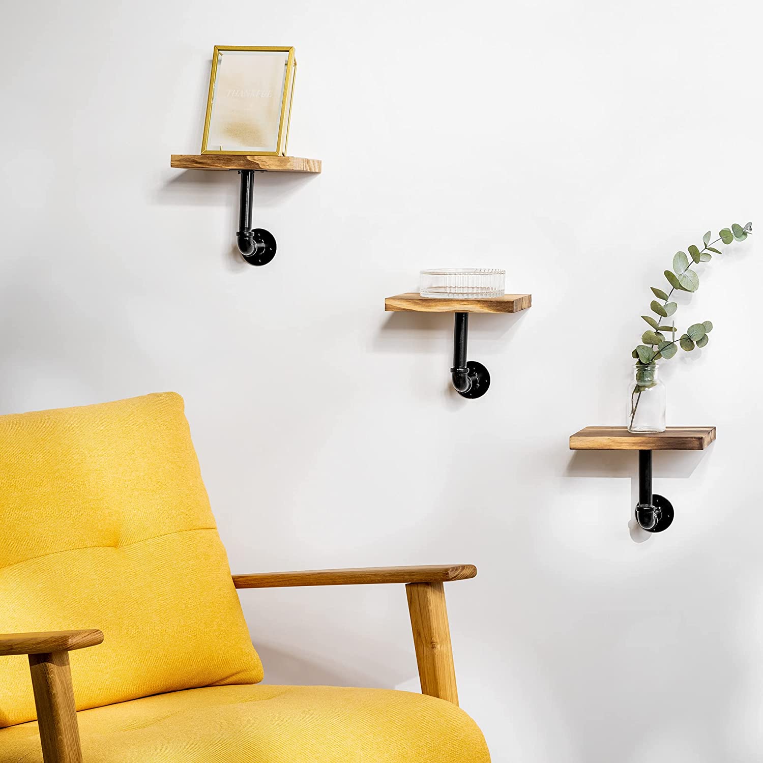 Navaris Σετ 3 Ράφια με Βάση - 15 x 20 x 18 cm - Brown - 50683.1.05