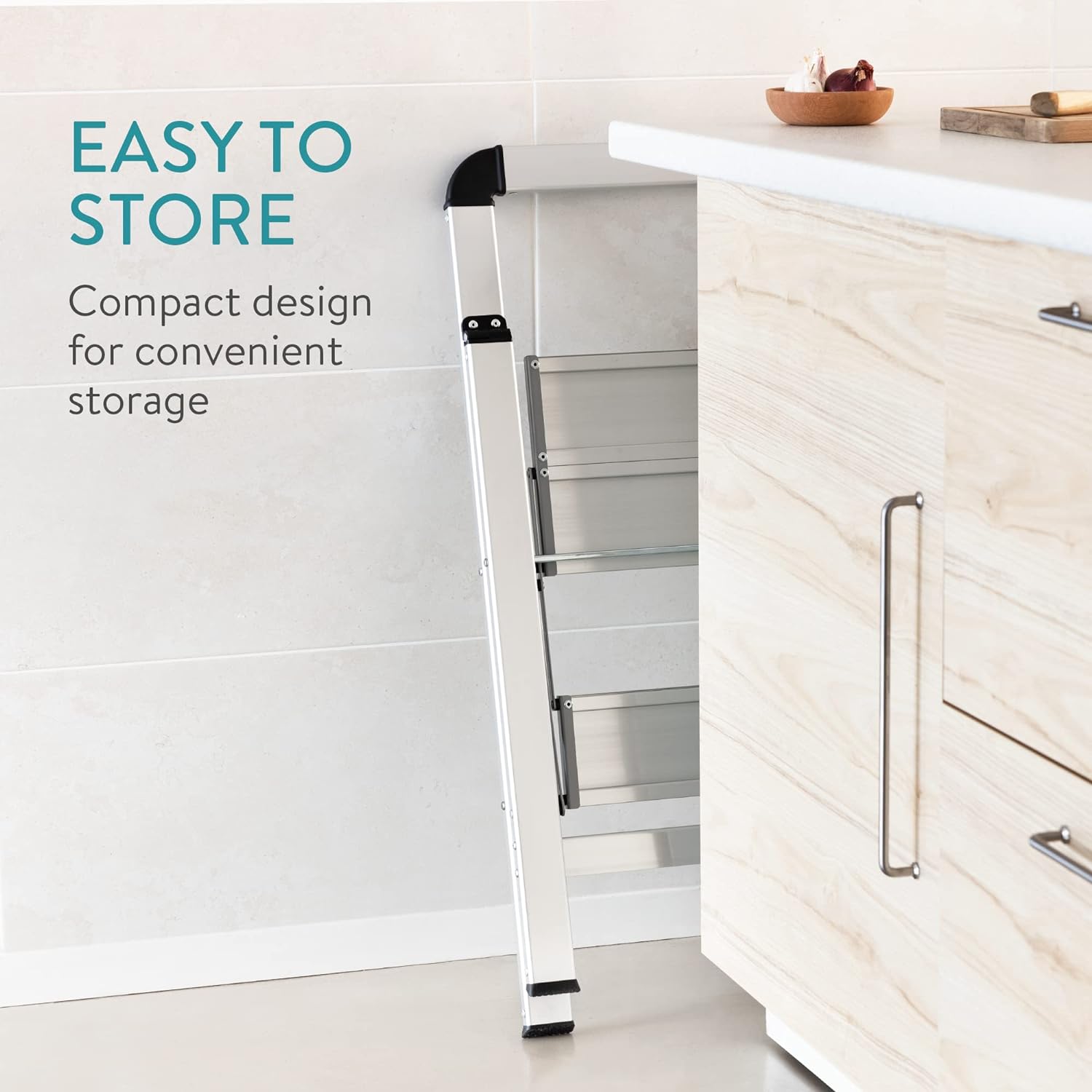 Navaris Αναδιπλούμενη Σκάλα Αλουμινίου με 2 Αντιολισθητικά Σκαλοπάτια - Silver - 57646.01