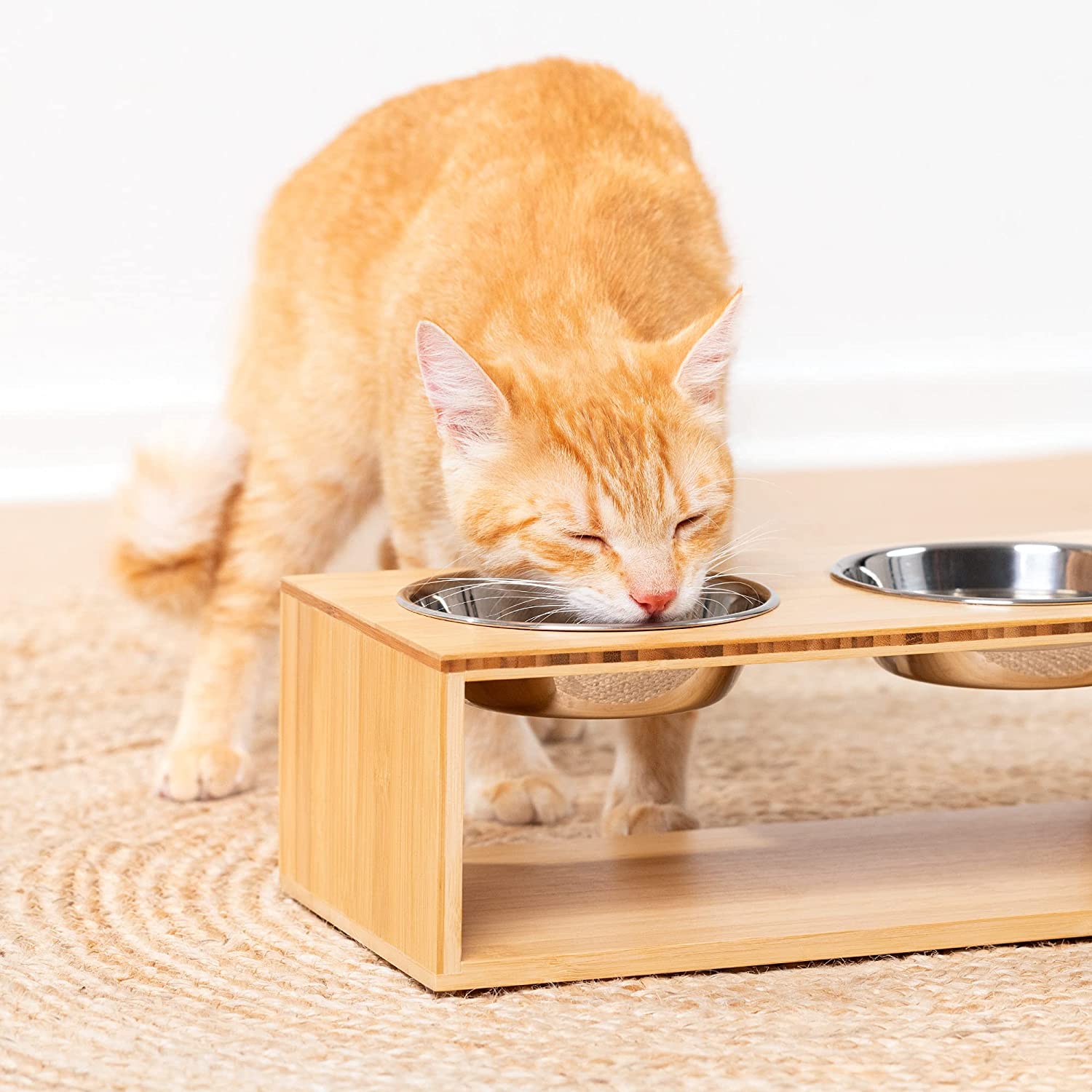 Navaris Raised Pet Bowls Stand - Ανυψωμένα Μπολ Φαγητού με Ξύλινη Βάση για Κατοικίδια - 350 ml - Wood - 54135.2