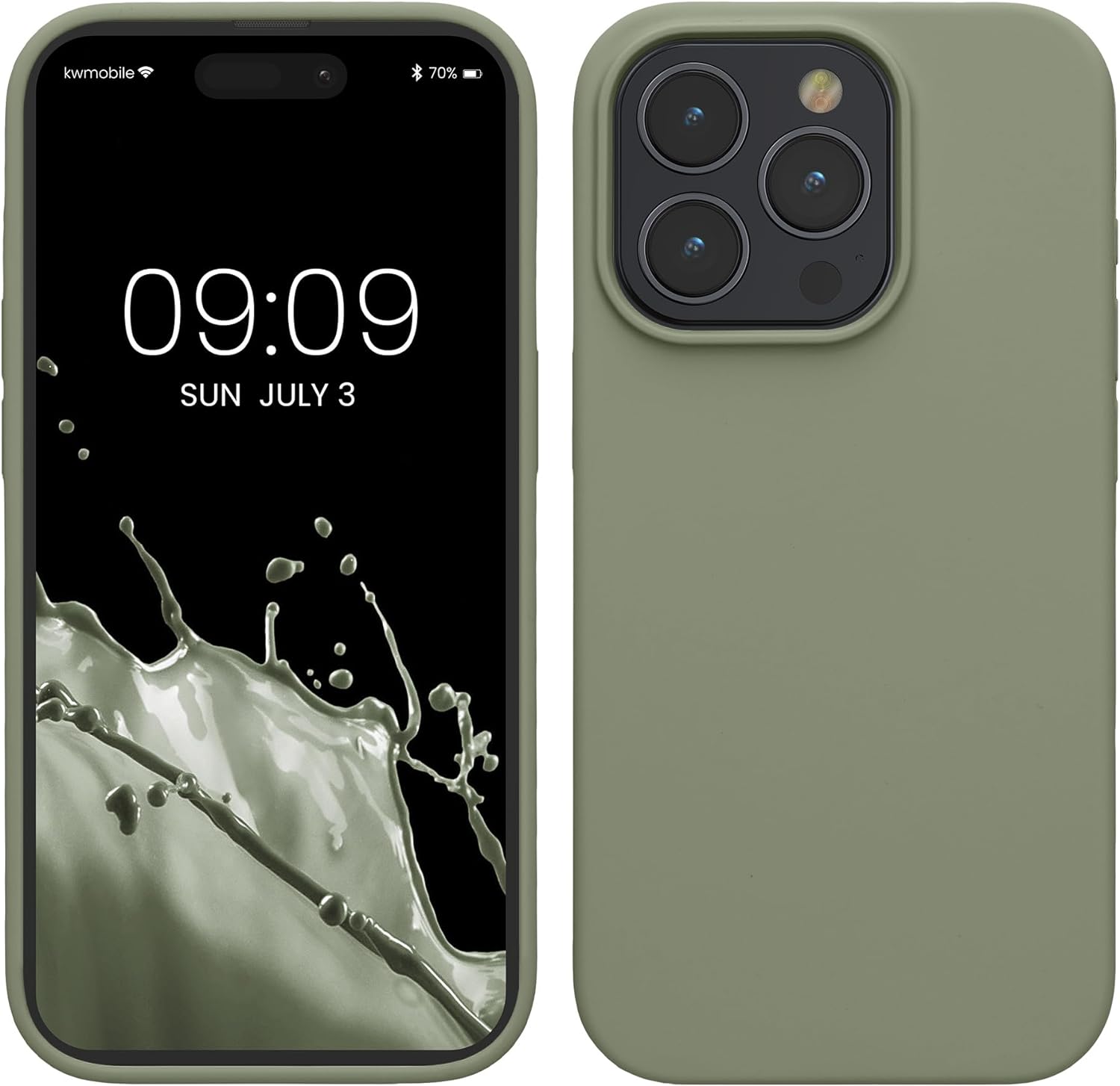 KW iPhone 15 Pro Θήκη Σιλικόνης Rubberized TPU - Grey Green