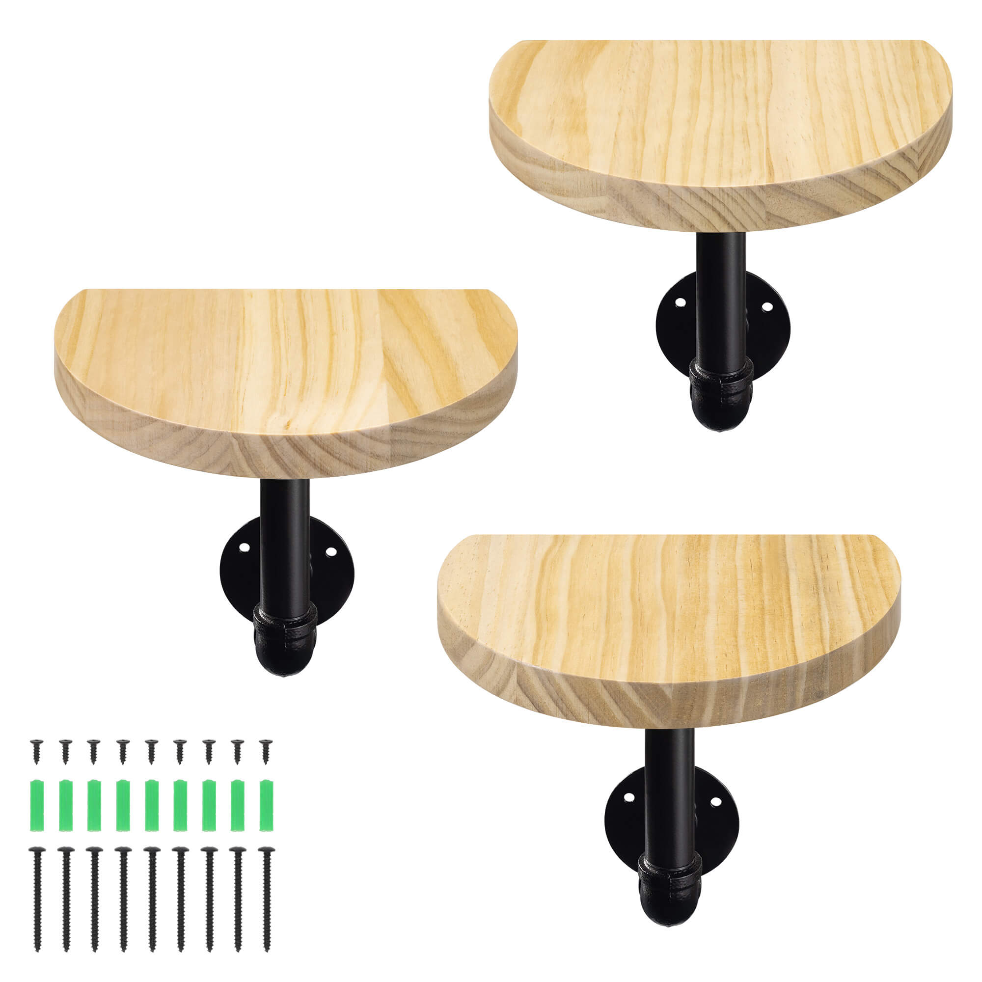 Navaris Σετ με 3 Ράφια με Βάση - 20 x 15 x 17 cm - Light Brown - 53785.24