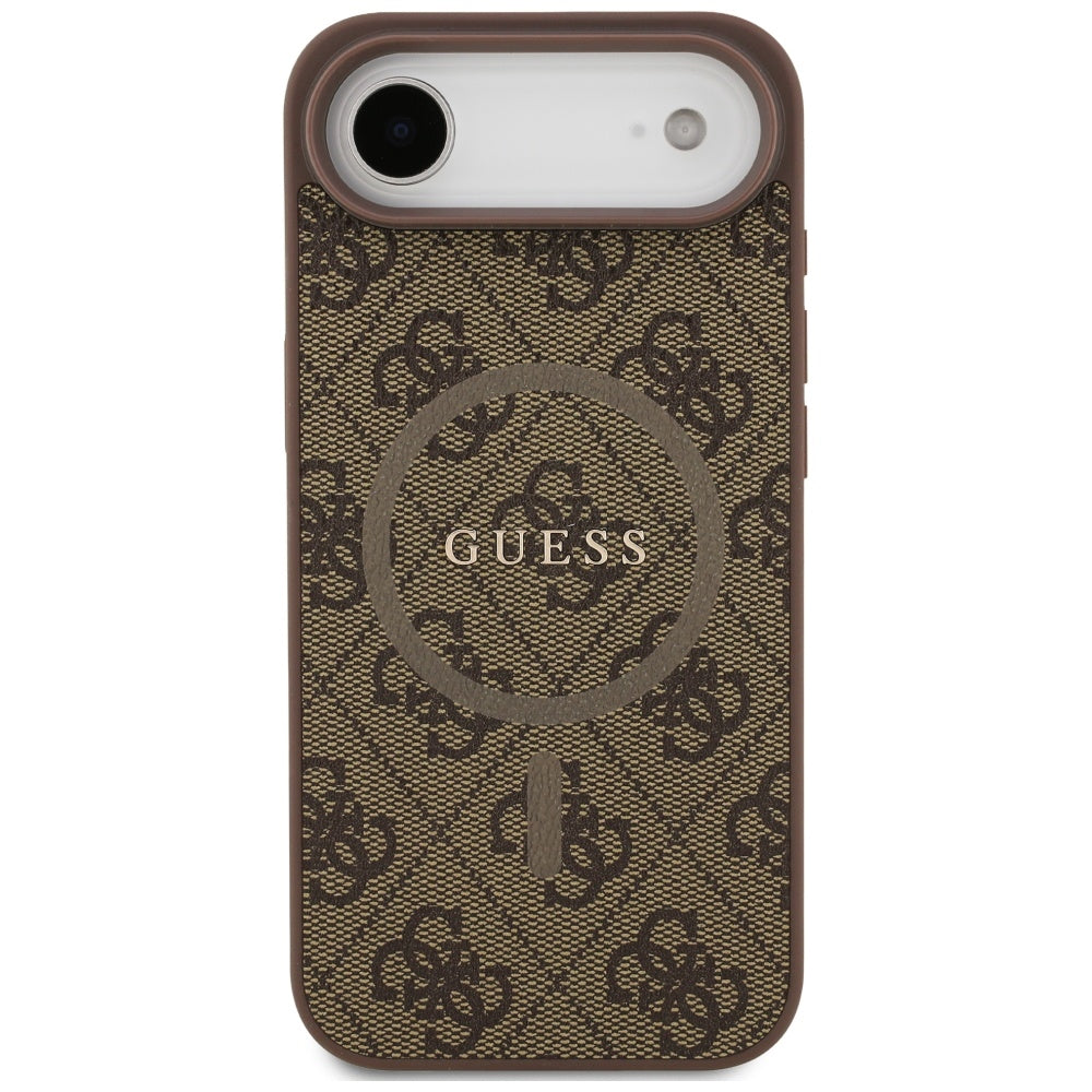 Guess iPhone Air - 4G Ring Classic Logo MagSafe - Σκληρή Θήκη με Πλαίσιο Σιλικόνης και Επένδυση Συνθετικού Δέρματος - Brown - GUHMP17MG4GFRW