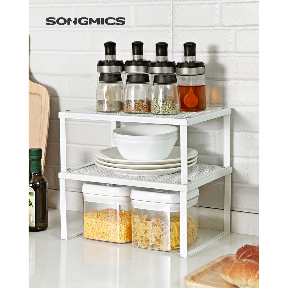Songmics Σετ με 2 Μεταλλικά Ράφια για τον Πάγκο - White - KCS01WT