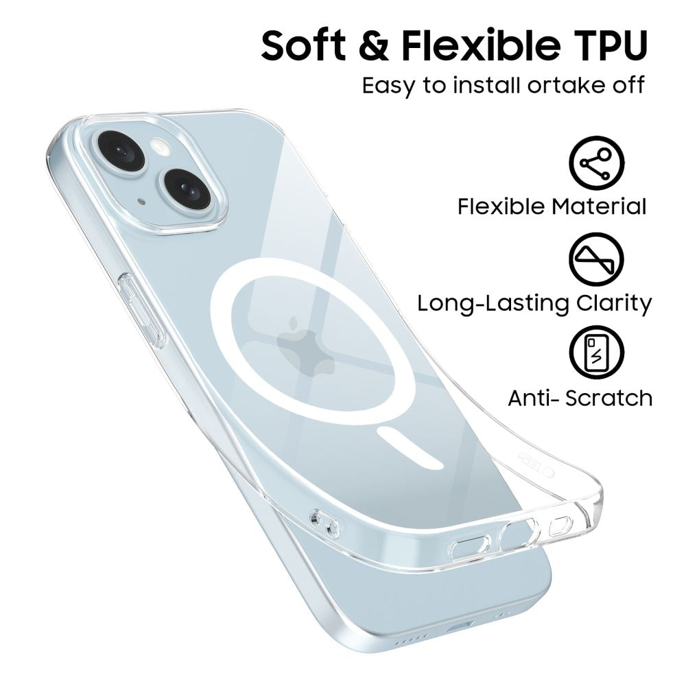 Tech-Protect iPhone 15 Flexair Θήκη Σιλικόνης TPU με MagSafe - Διάφανη