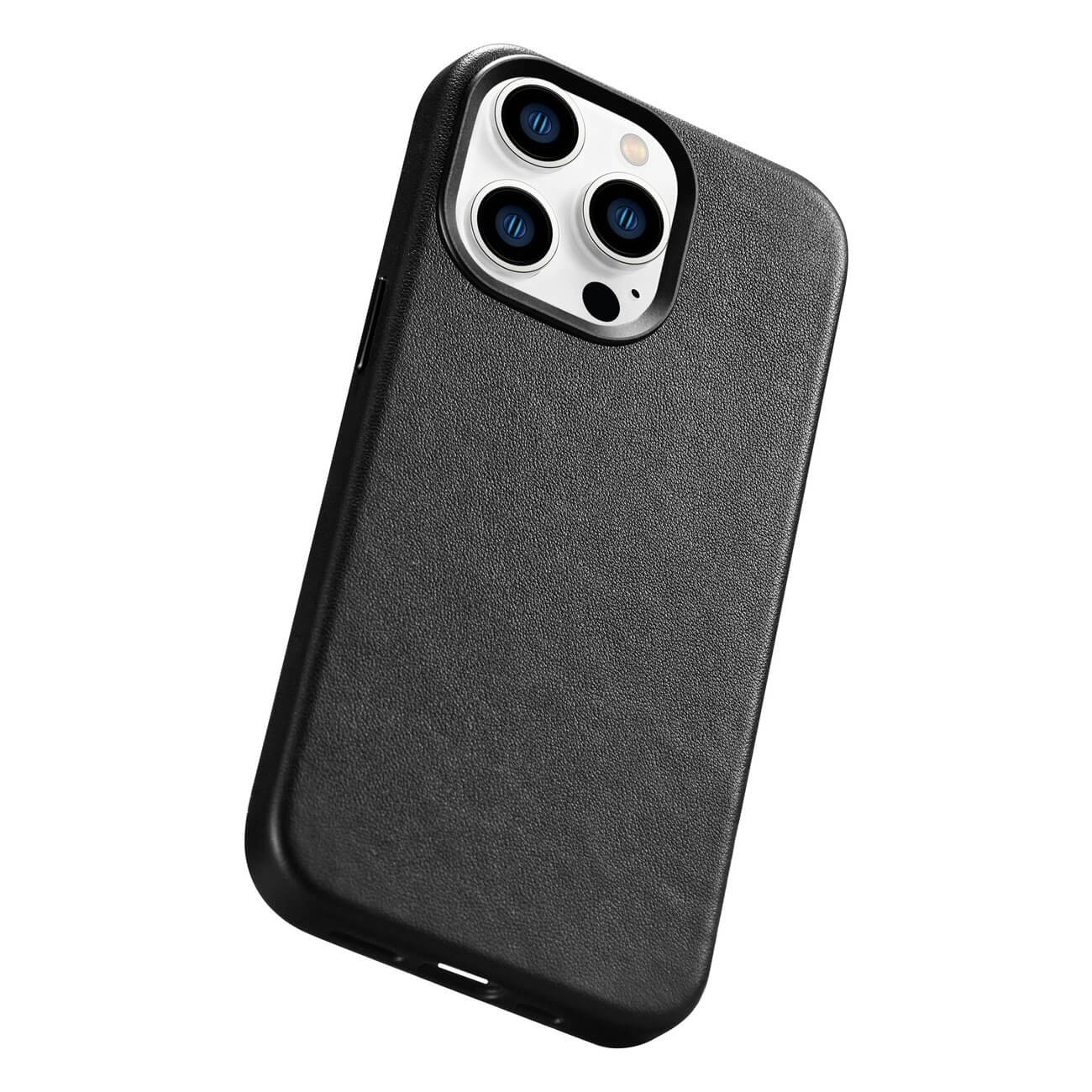 iCarer iPhone 14 Pro Max Cowhide Leather Θήκη από Γνήσιο Δέρμα με MagSafe - Black