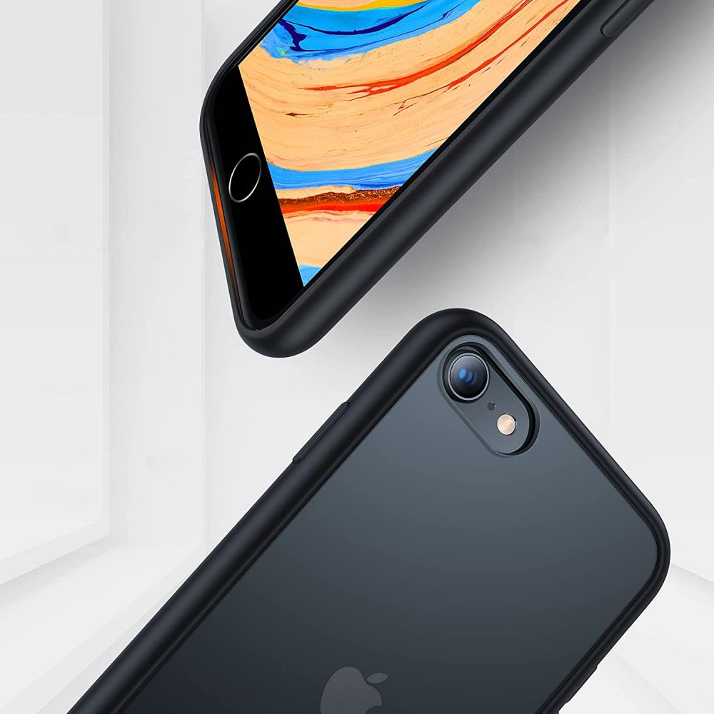 Tech - Protect iPhone SE 2022 / SE 2020 / 7 / 8 MattFit Σκληρή Θήκη με Πλαίσιο Σιλικόνης - Ημιδιάφανη / Black