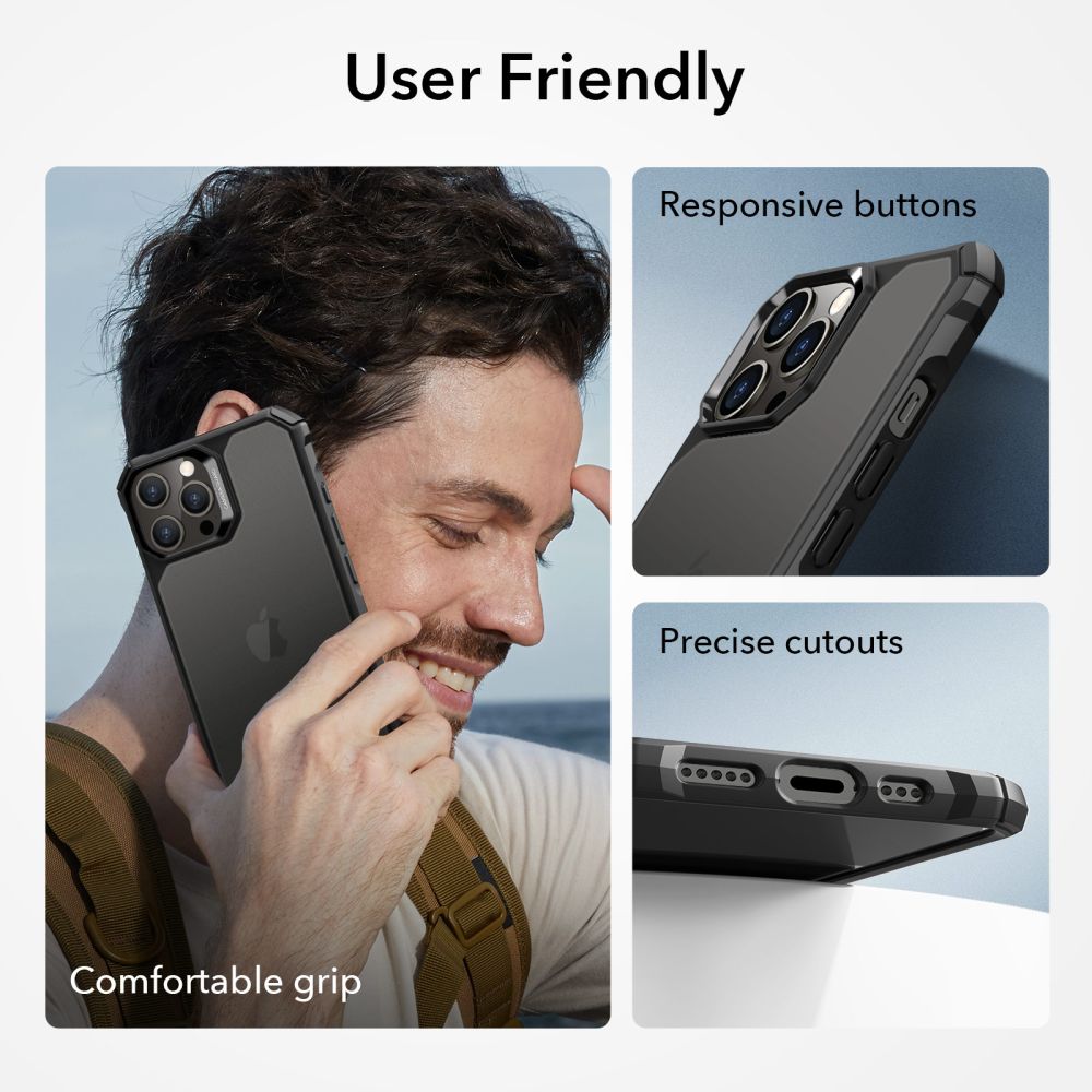 ESR iPhone 15 Pro Max Air Armor Σκληρή Θήκη με Πλαίσιο Σιλικόνης - Ημιδιάφανη / Frosted Black