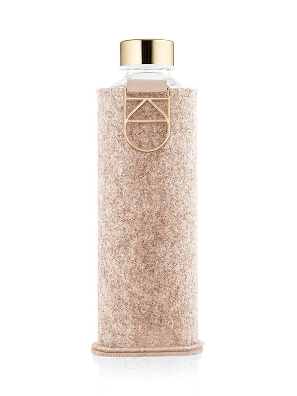 Equa Mismatch Cookie Γυάλινο Μπουκάλι Νερού με Θήκη από Τσόχα - 750ml - Cookie / Gold / Διάφανο