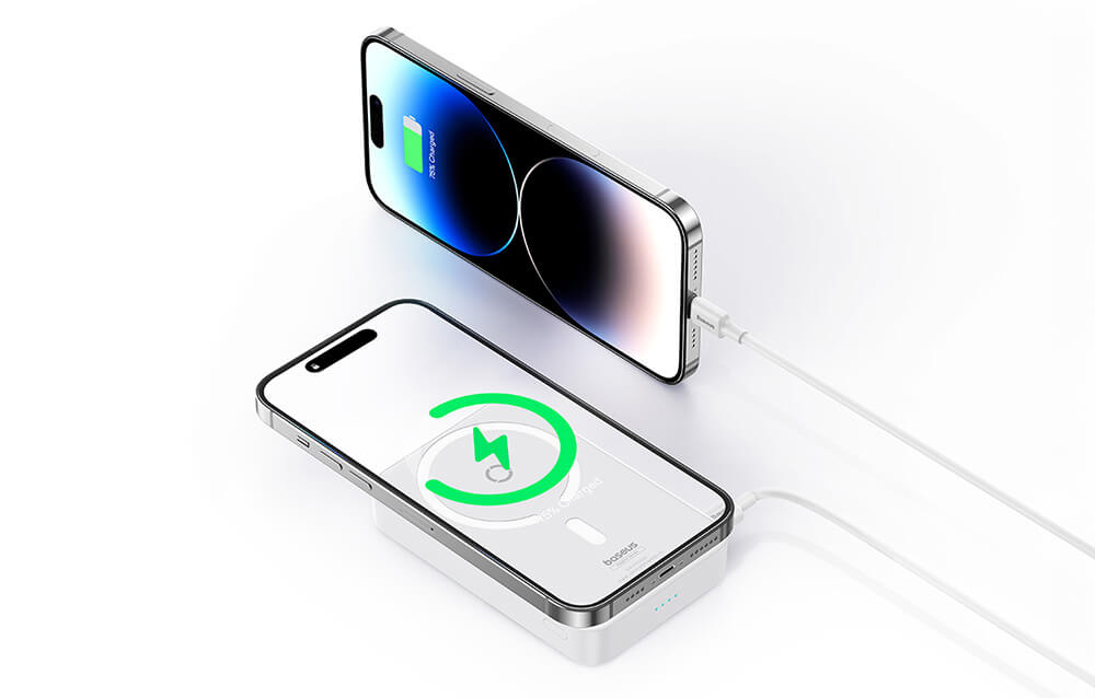 Baseus MagPro Magnetic PPCXZ05 - Ασύρματο MagSafe PowerBank 5000mAh 20W με Καλώδιο Type-C to Type-C - White
