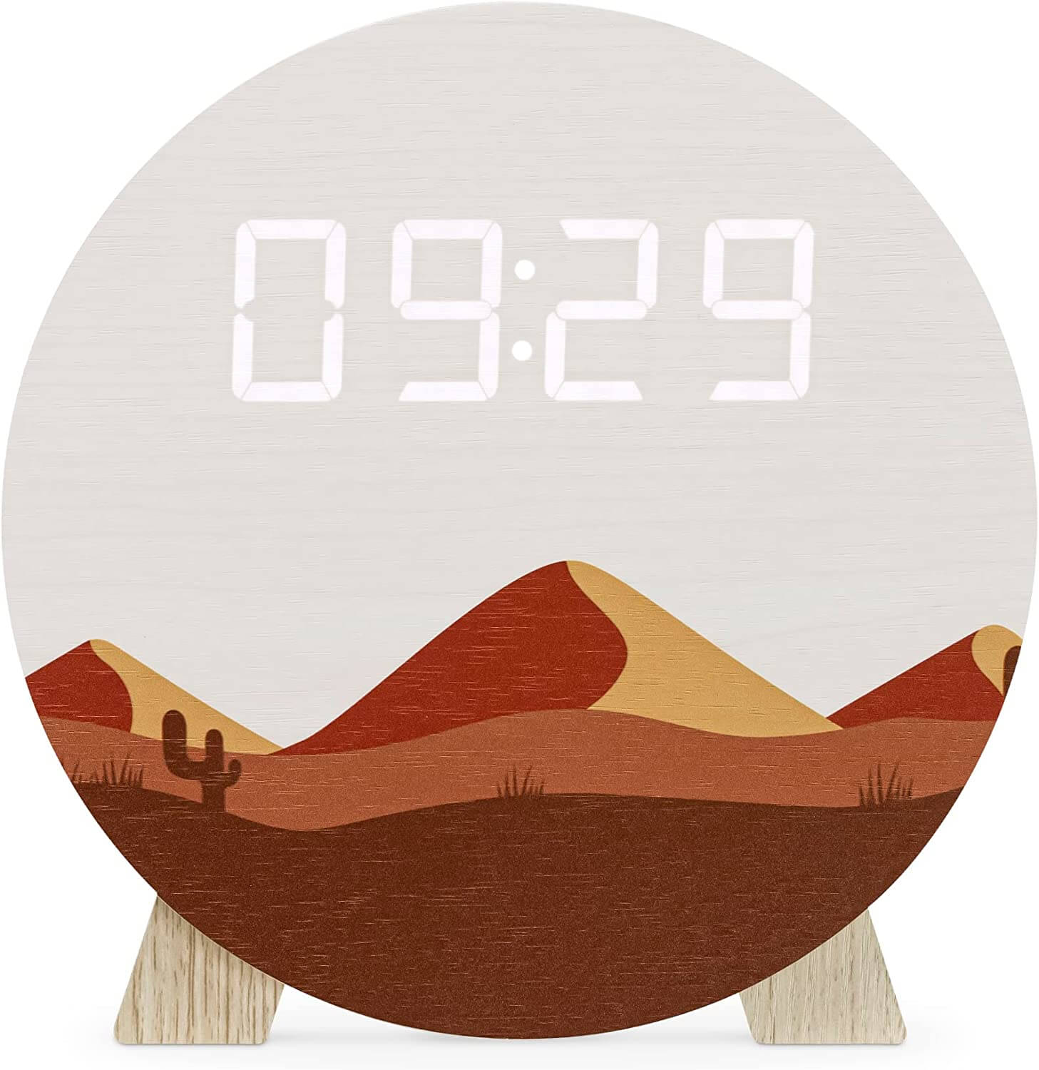 Navaris Ψηφιακό Ξύλινο Ρολόι LED - Design Desert - White - 58958.02