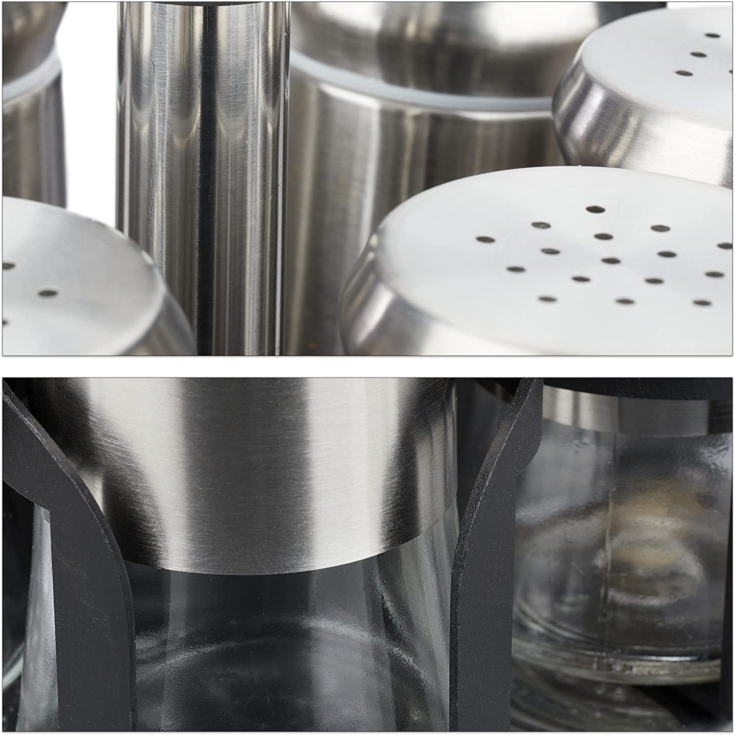 Relaxdays Καρουζέλ Μπαχαρικών με 12 Δοχεία - Silver / Black - 4052025367169