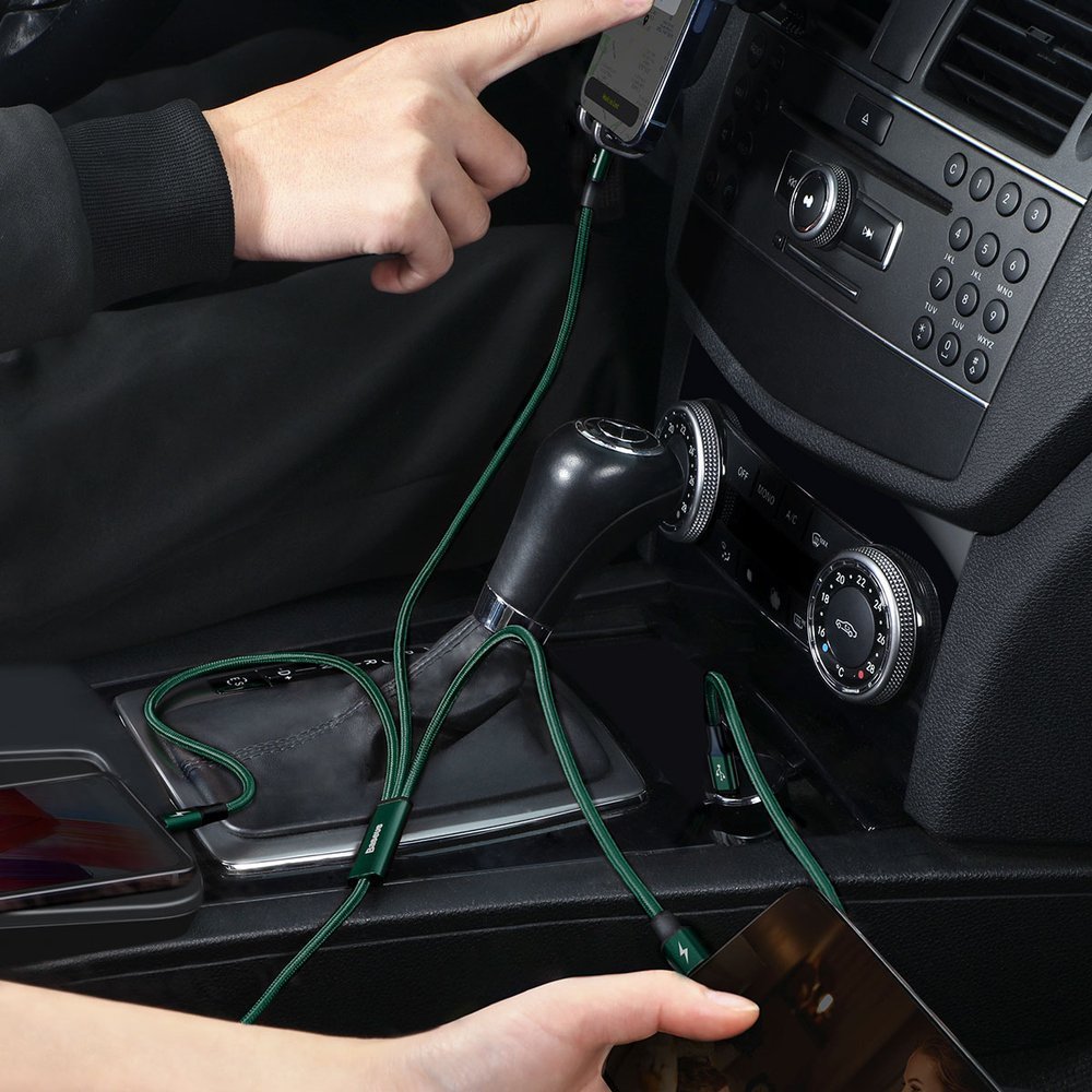 Baseus Rapid 3in1 Καλώδιο Φόρτισης Type-C 20W 1.5m - Micro USB / Lightning / Type-C - Green - CAMLT-SC06