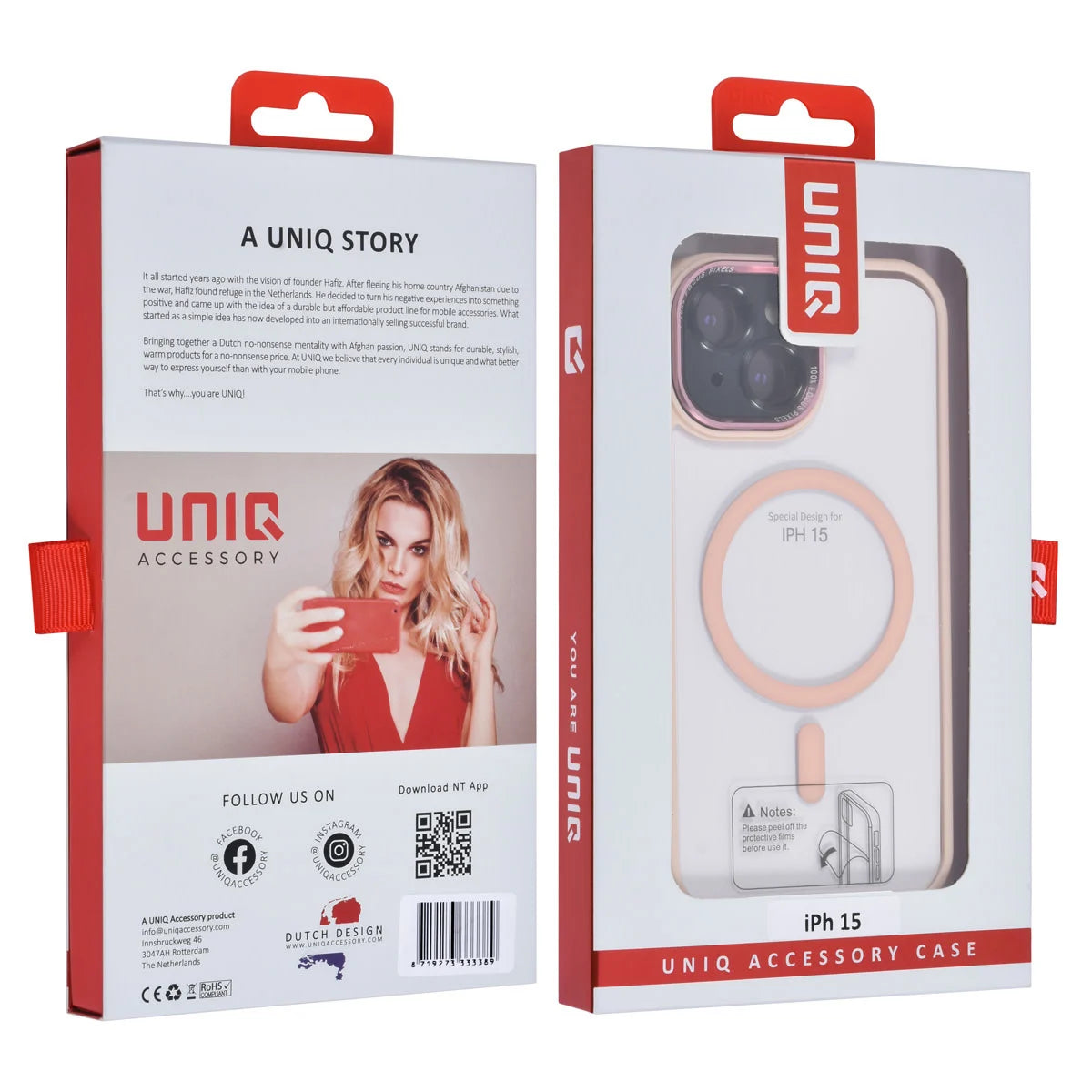 Tuniq iPhone 15 - MagSafe Σκληρή Θήκη με Πλαίσιο Σιλικόνης - Ροζ / Διάφανη