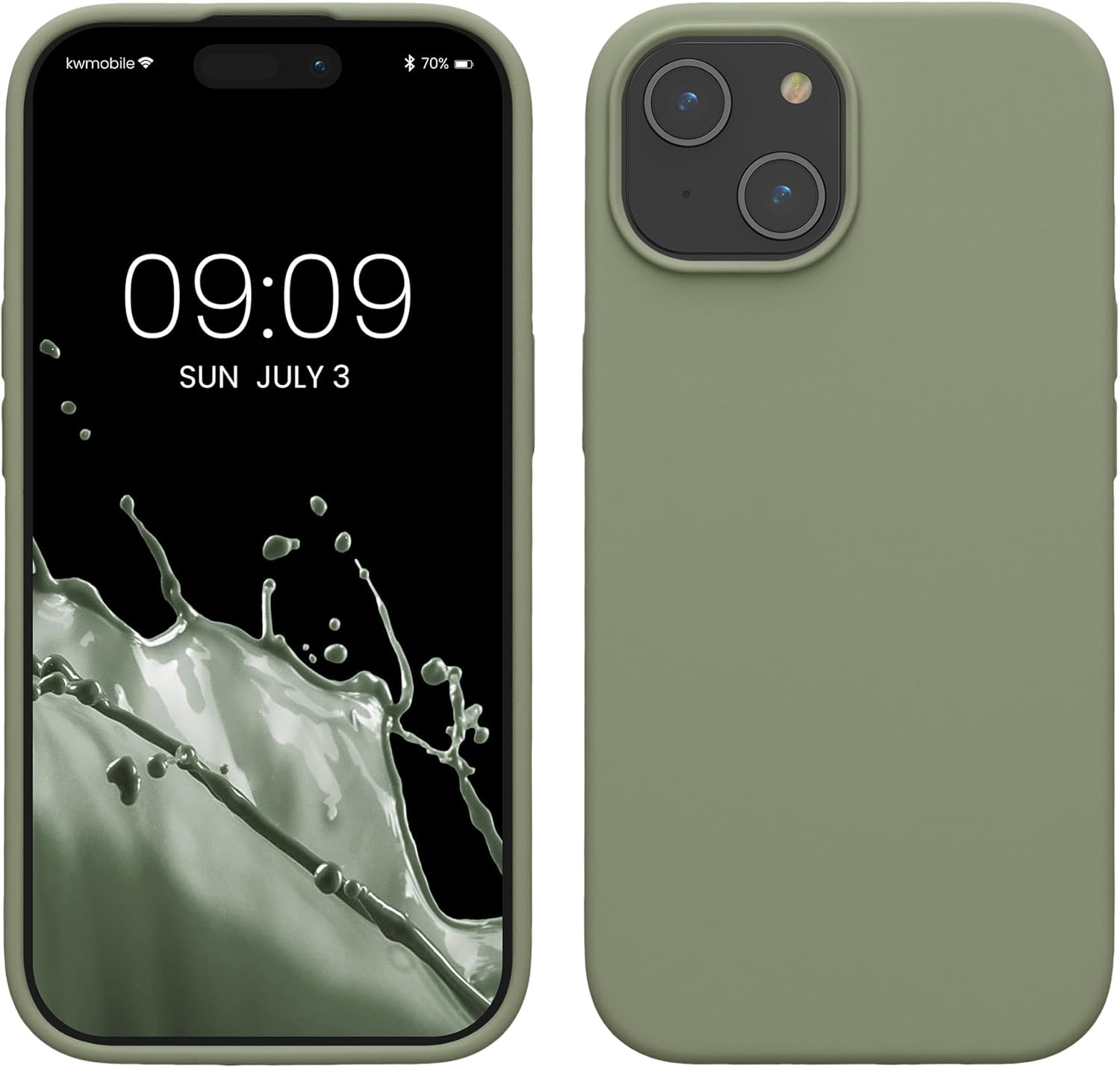 KW iPhone 15 Θήκη Σιλικόνης Rubberized TPU - Grey Green