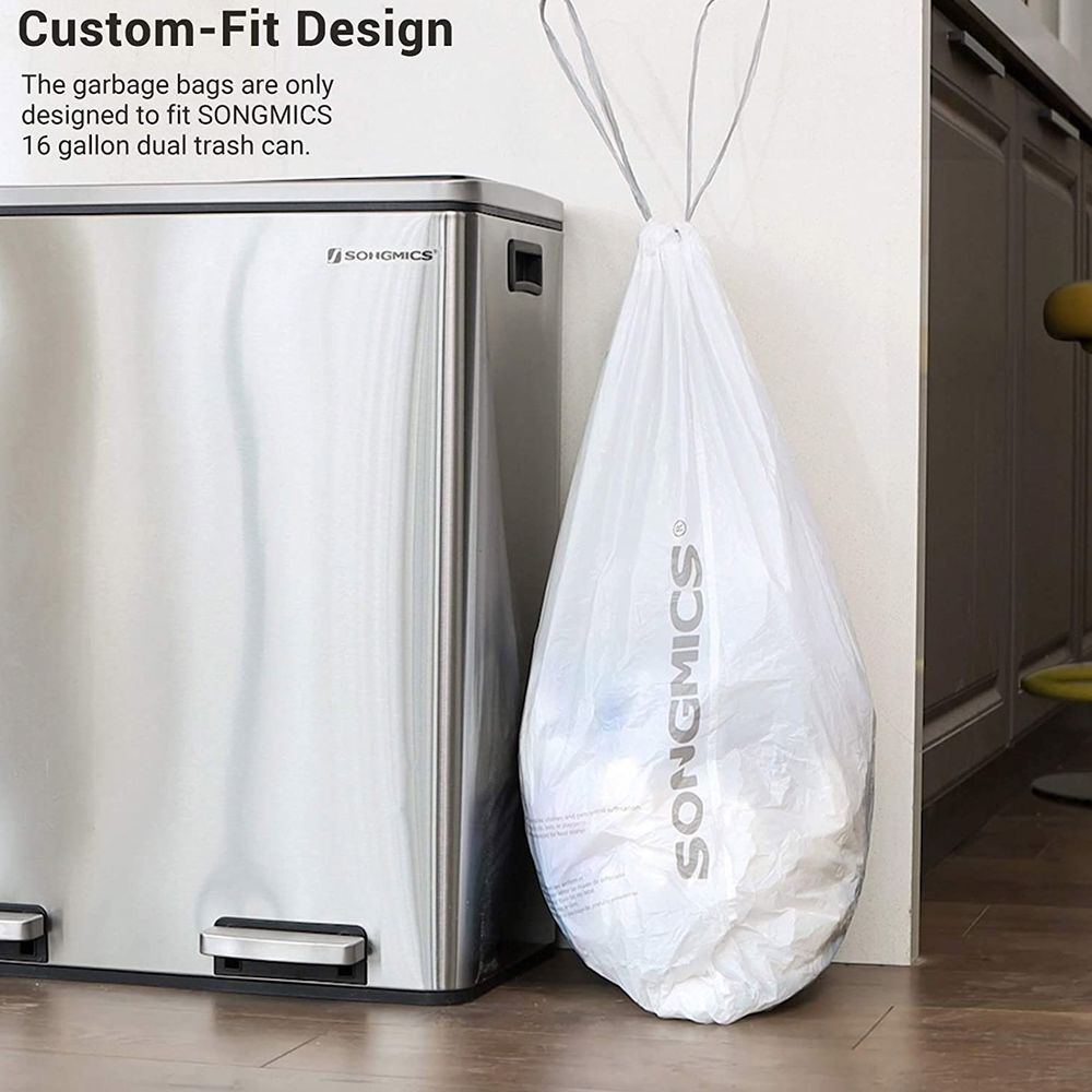 Songmics Σακούλες Απορριμάτων - 2 Πακέτα x 45 Τεμάχια - 30L - White - KRB30A02