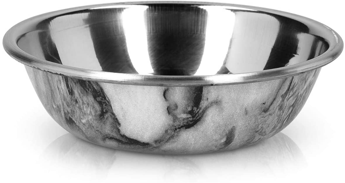 Navaris Ανοξείδωτo Μπολ Φαγητού για Γάτες και Σκύλους - Design Marble - 350 ml - Silver - 46948.1