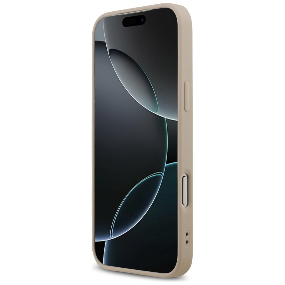 Guess iPhone 17 Pro Max - 4G Ring Classic Logo MagSafe - Σκληρή Θήκη με Πλαίσιο Σιλικόνης και Επένδυση Συνθετικού Δέρματος - Pink - GUHMP17XG4GFRP