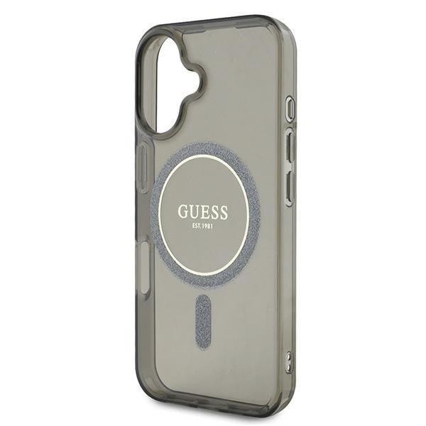 Guess iPhone 16 - IML Glitter Circle - MagSafe Σκληρή Θήκη με Πλαίσιο Σιλικόνης - Black - GUHMP16SHFGEREK